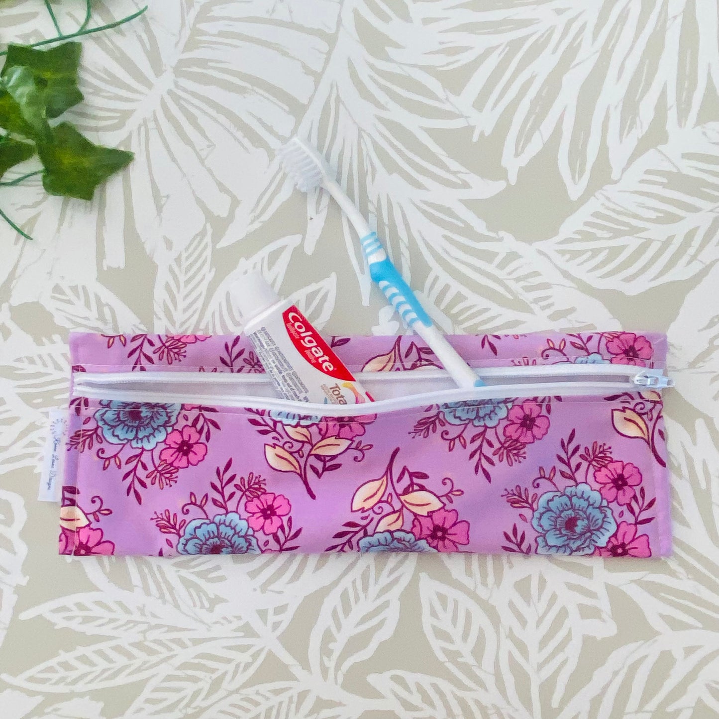 Purple Floral Cutlery/Travel Bag