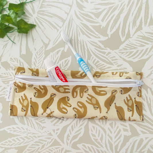 Brown Sloth Cutlery/Travel Bag