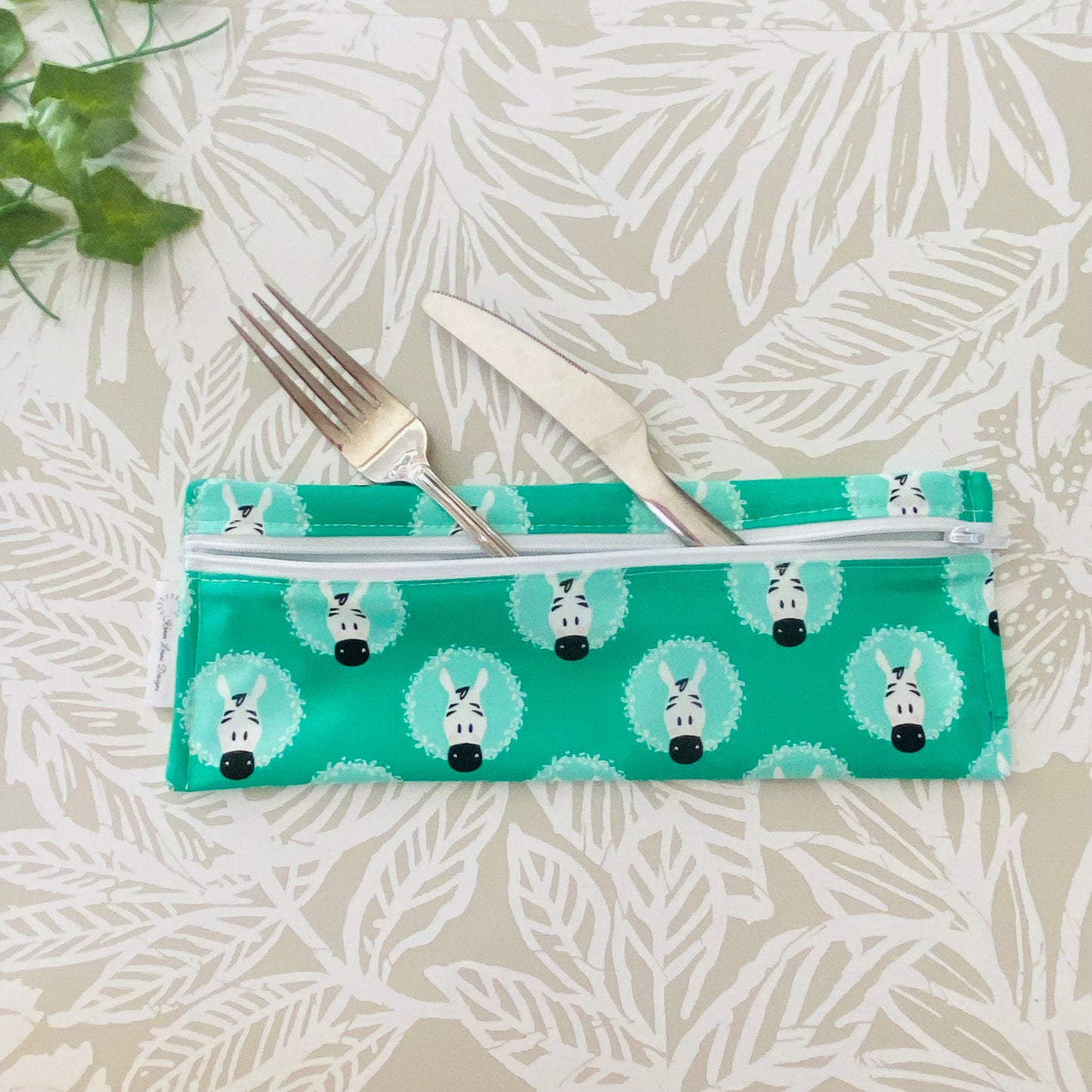 Green Zebra Cutlery/Travel Bag