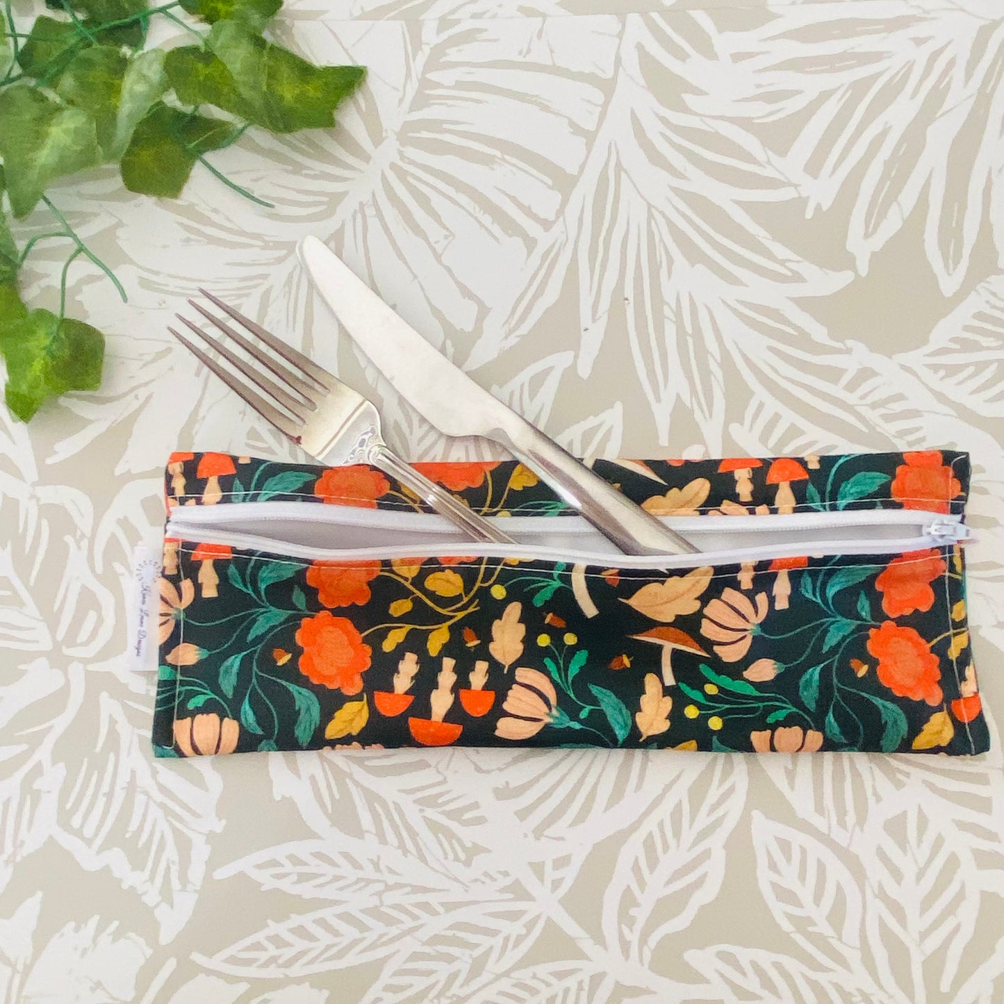 Floral Mushroom Cutlery/Travel Bag