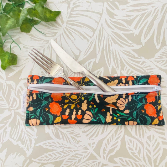 Floral Mushroom Cutlery/Travel Bag