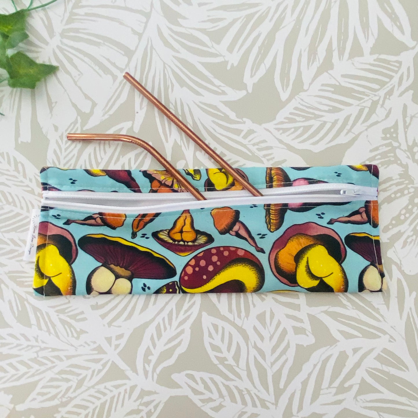 Blue Mushroom Bum Cutlery/Travel Bag