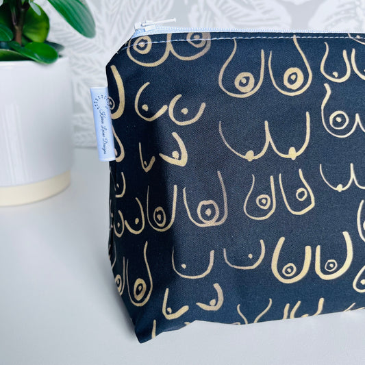 Black & Gold Boob Travel/Cosmetic Bag