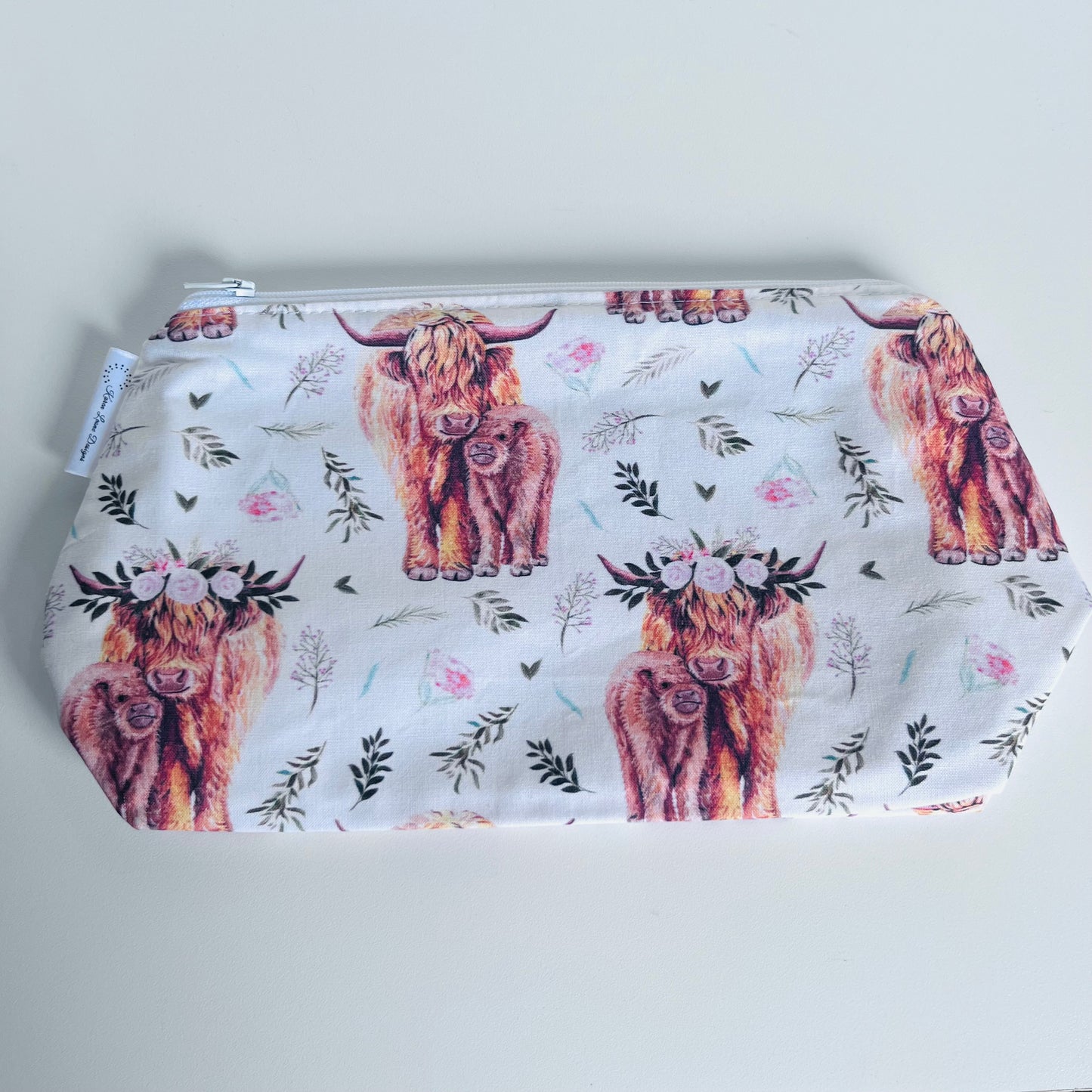 White Highland Cow Travel/Cosmetic Bag