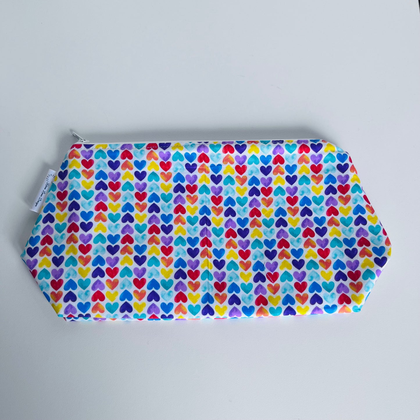 Rainbow Hearts Travel/Cosmetic Bag
