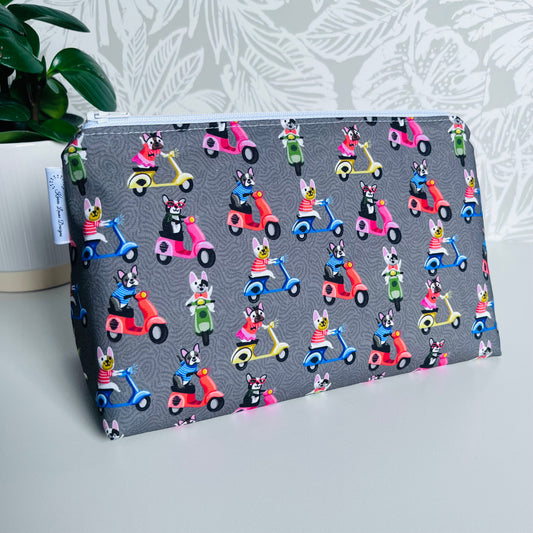 Frenchie on Scooter Travel/Cosmetic Bag