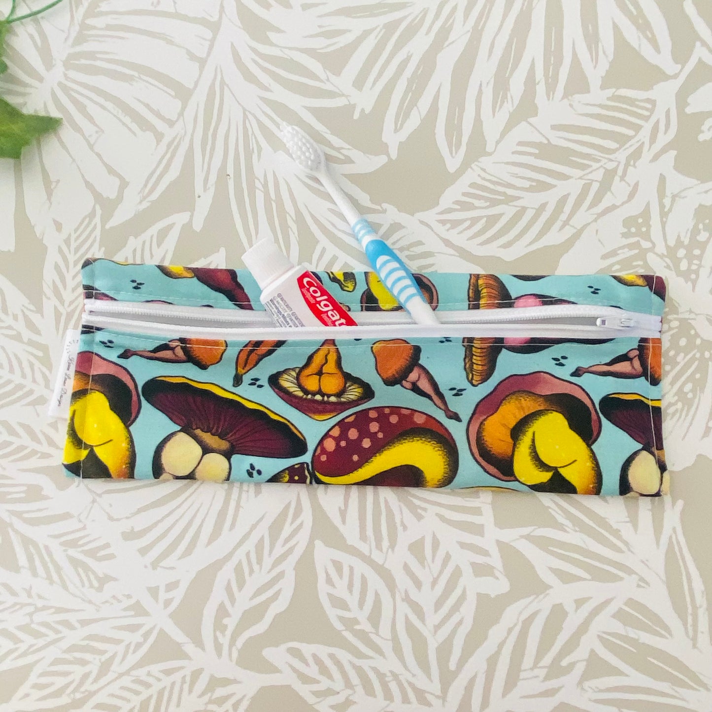 Blue Mushroom Bum Cutlery/Travel Bag