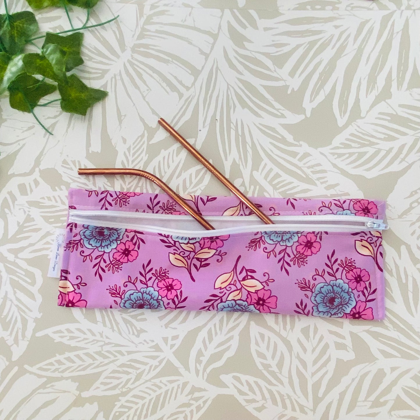 Purple Floral Cutlery/Travel Bag