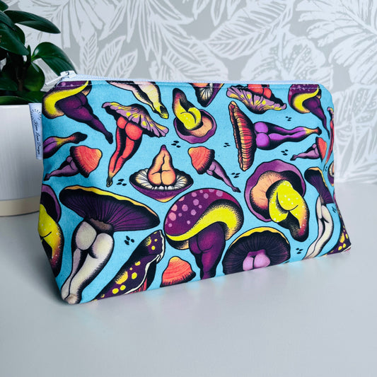 Blue Mushroom Bum Travel/Cosmetic Bag