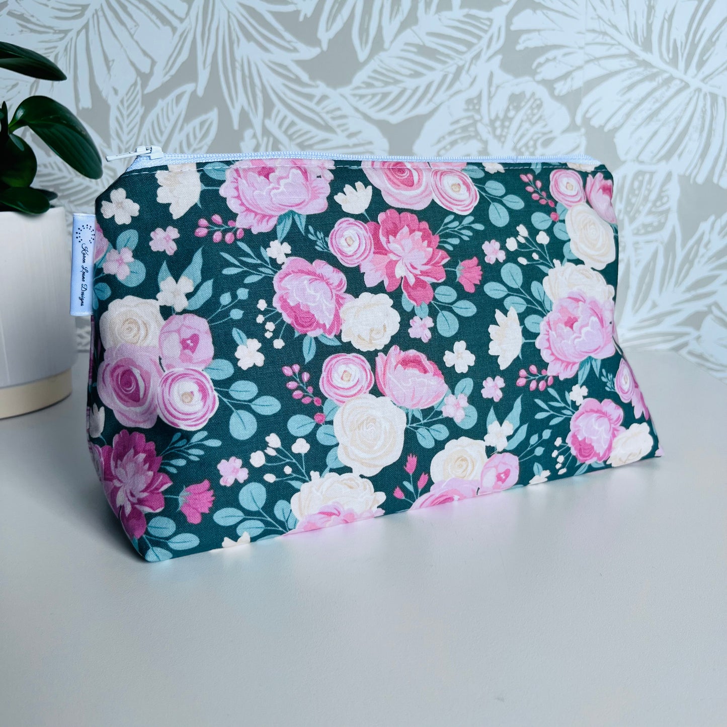 Green Floral Travel/Cosmetic Bag