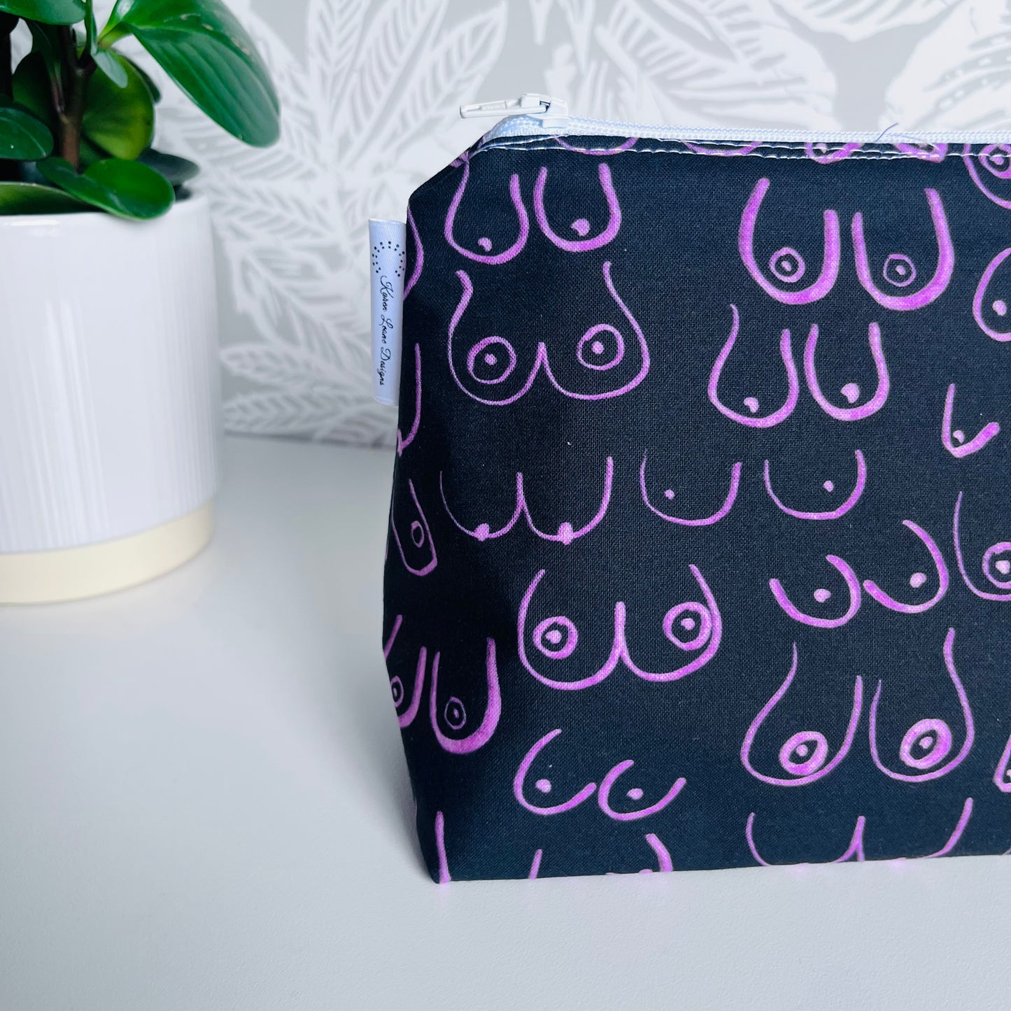 Black with Pink Boob Travel/Cosmetic Bag
