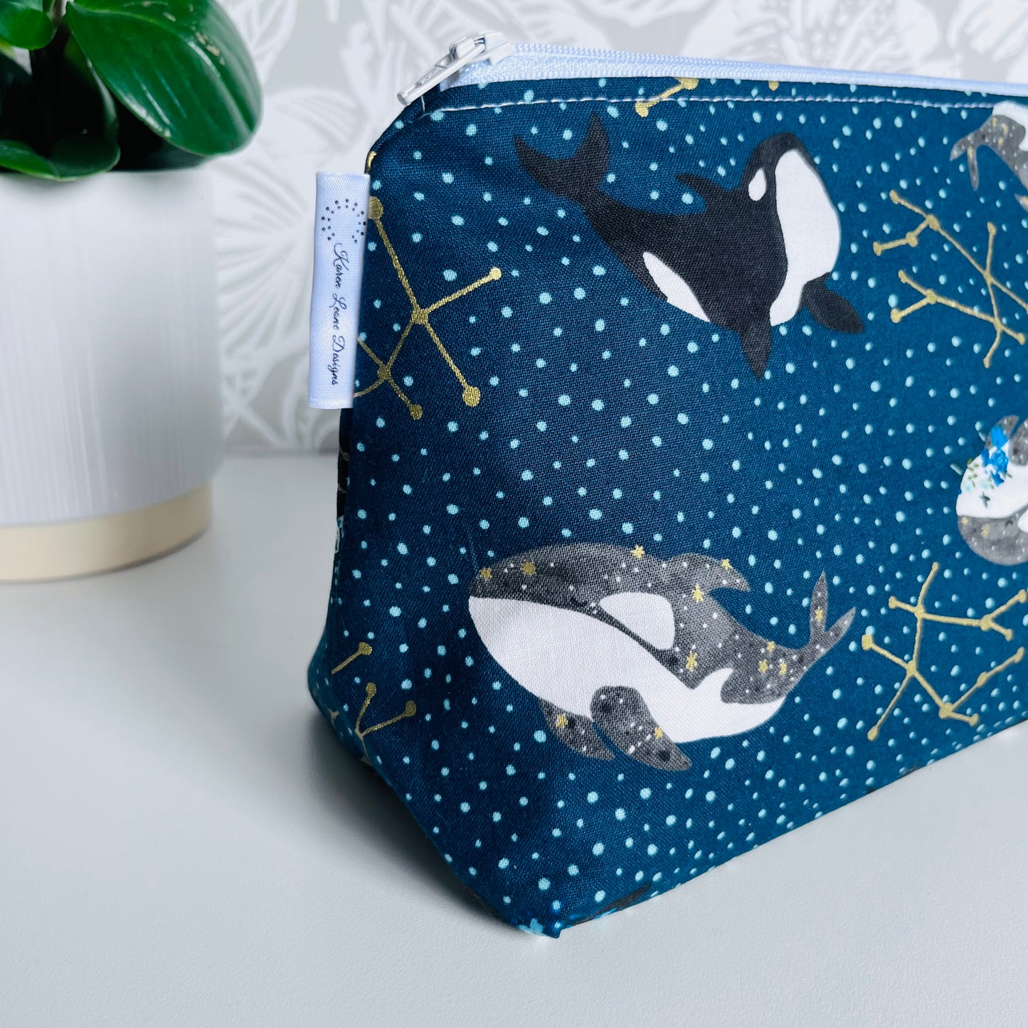 Whale and Constilation Travel/Cosmetic Bag