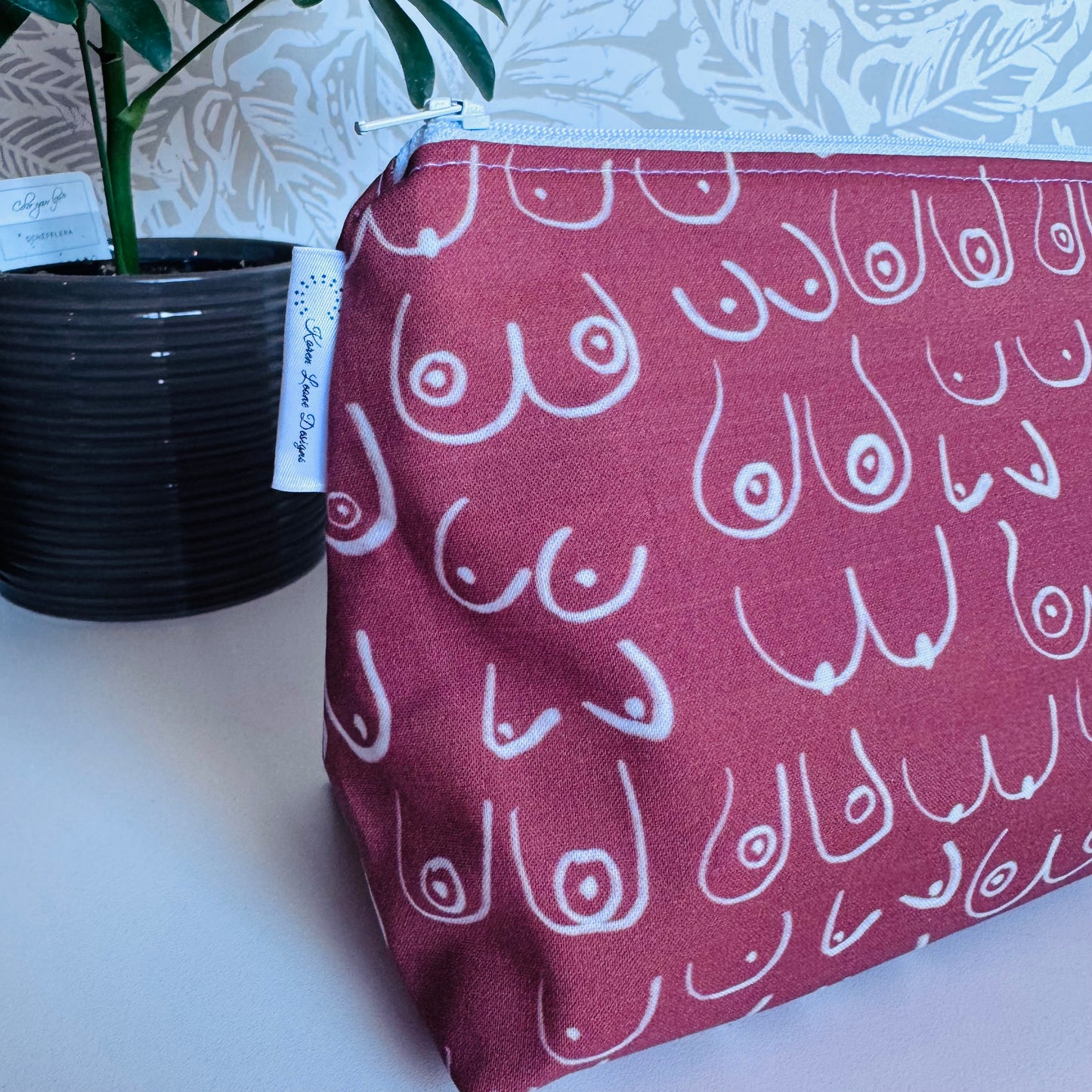 Brown/White Boob Travel/Cosmetic Bag