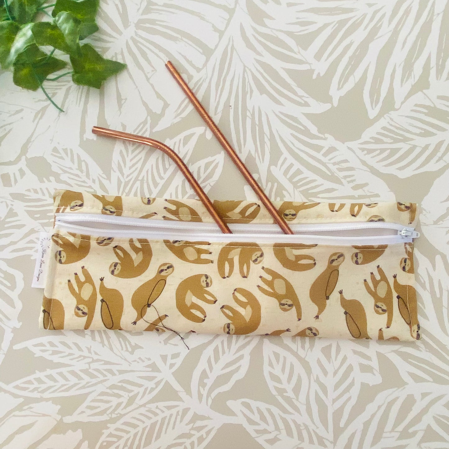Brown Sloth Cutlery/Travel Bag