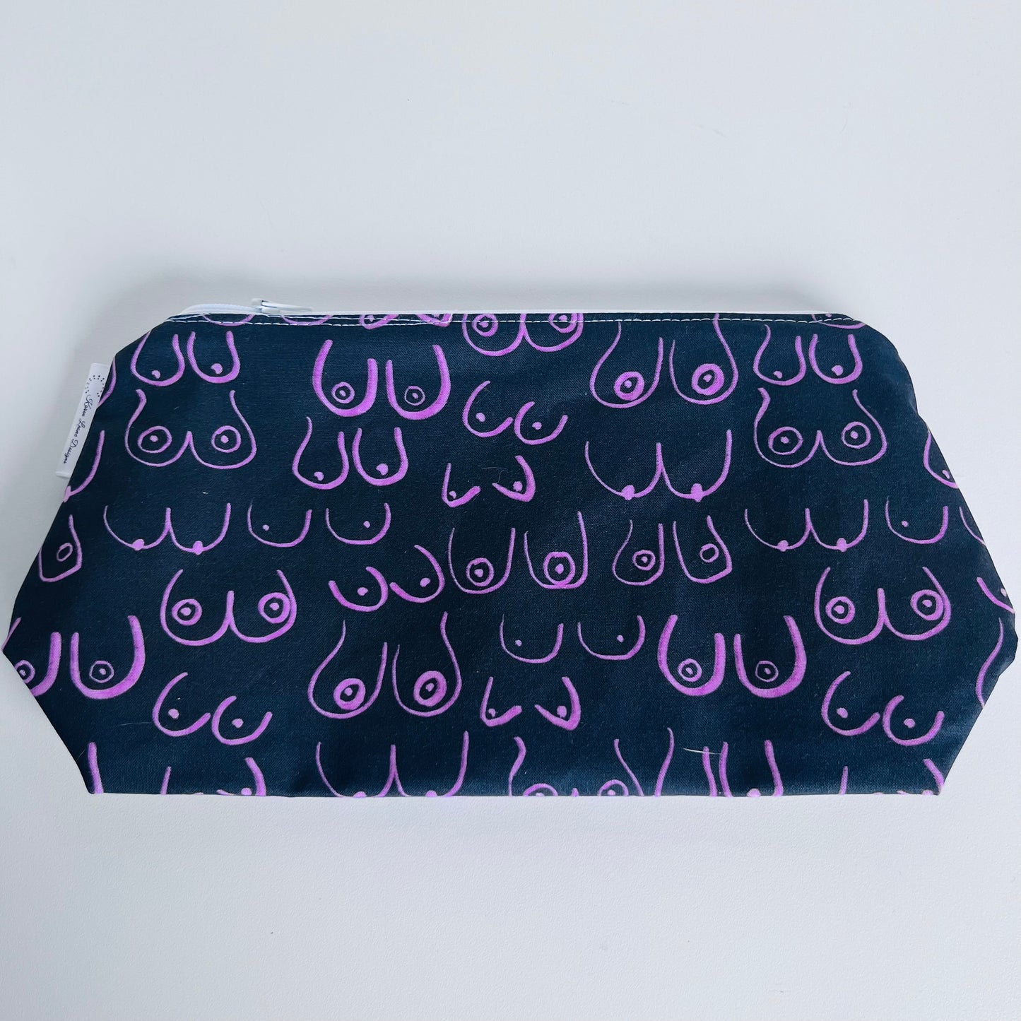 Black with Pink Boob Travel/Cosmetic Bag