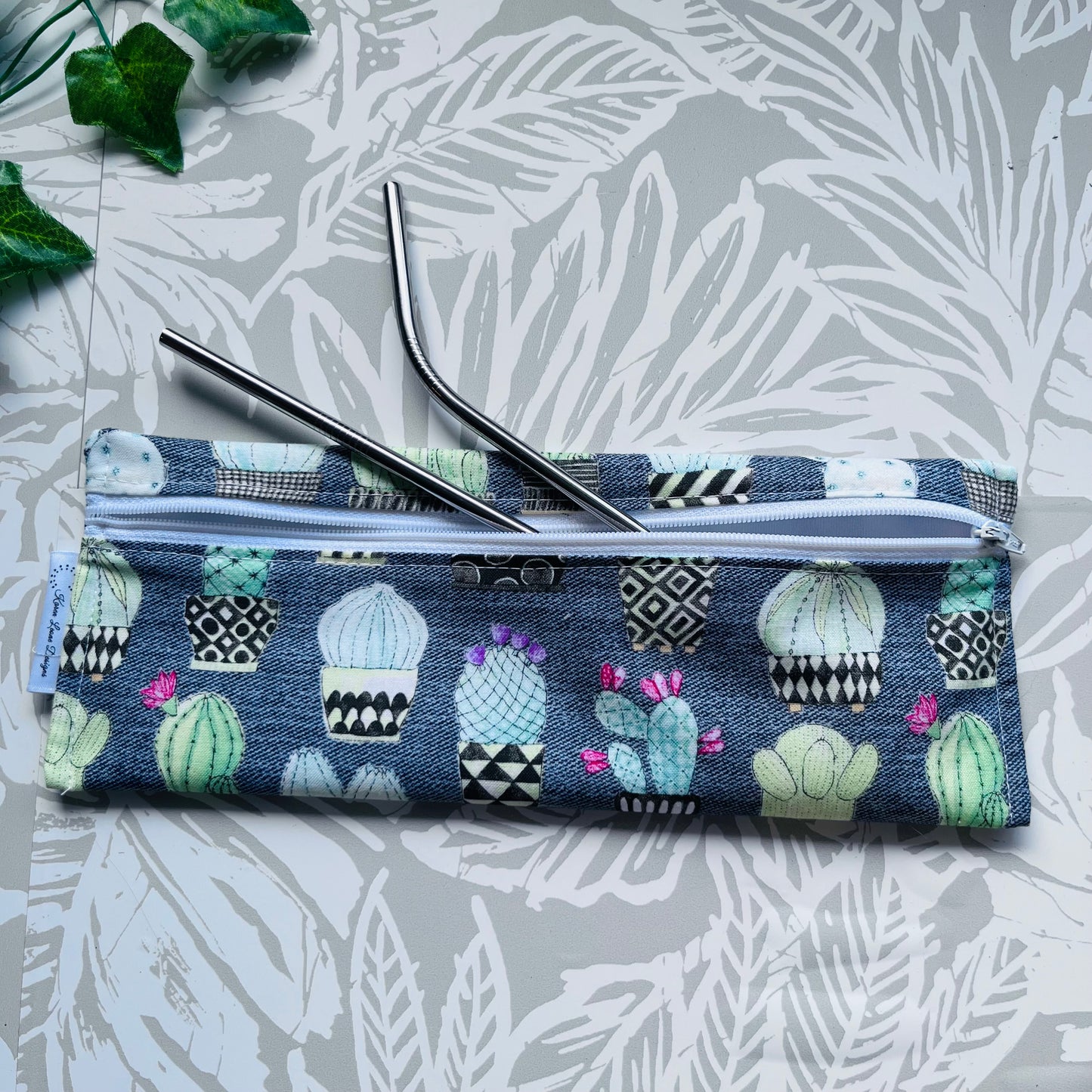 Grey Cactus Cutlery/Travel Bag