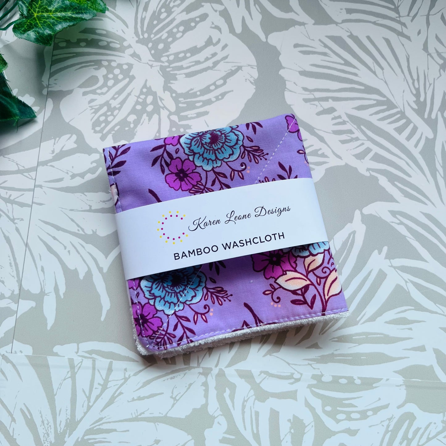 Purple Floral Wash Cloth