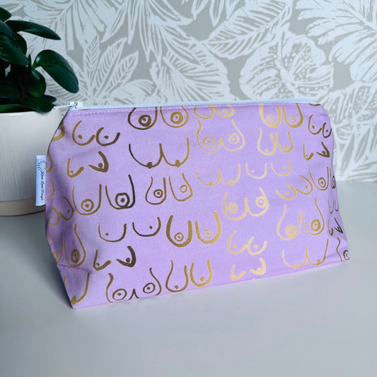 Pink with Gold Boob Travel/Cosmetic Bag
