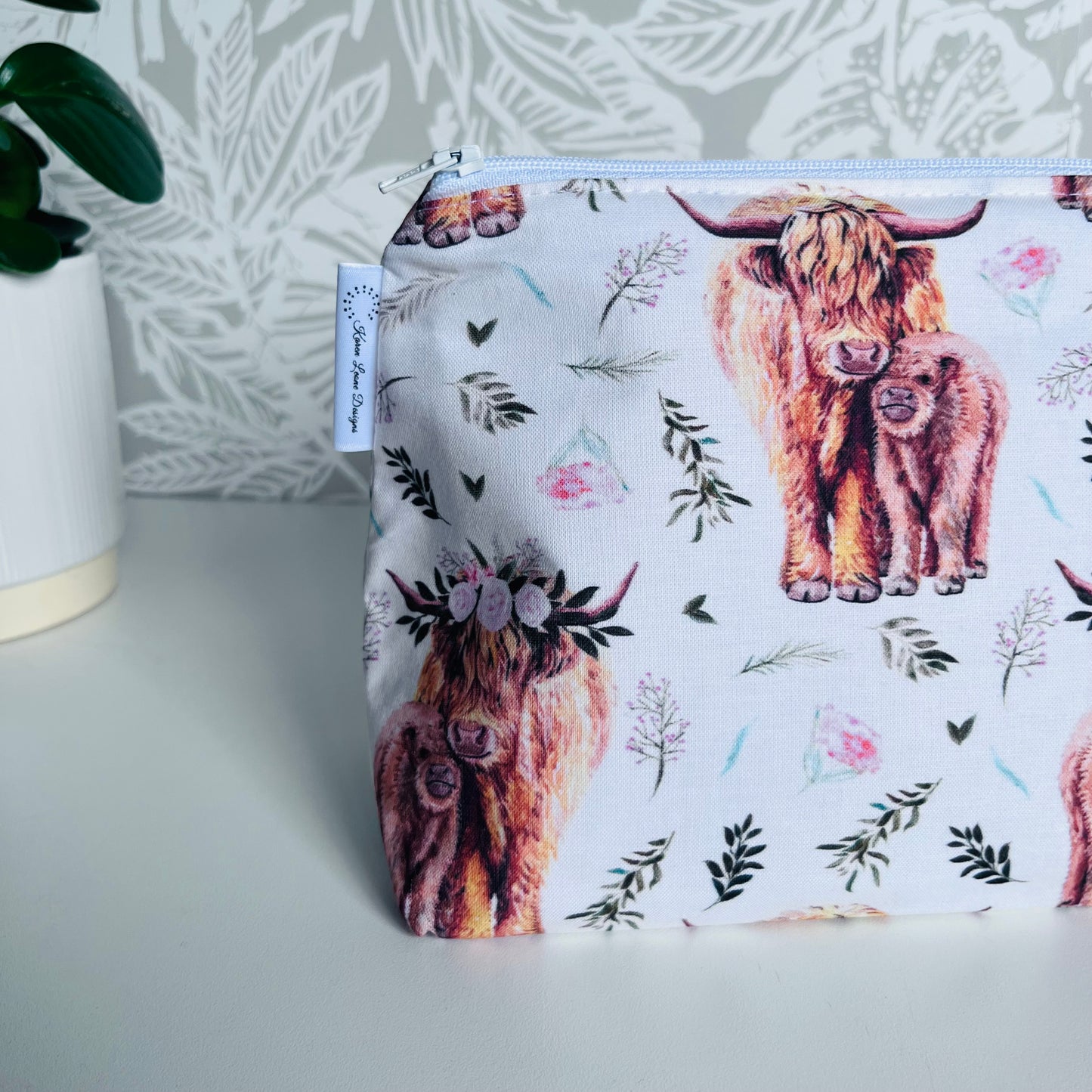 White Highland Cow Travel/Cosmetic Bag