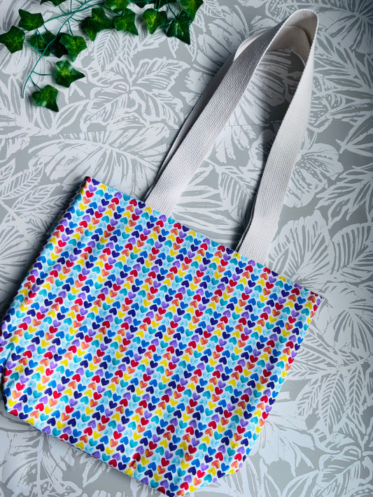 Rainbow Hearts Market Tote