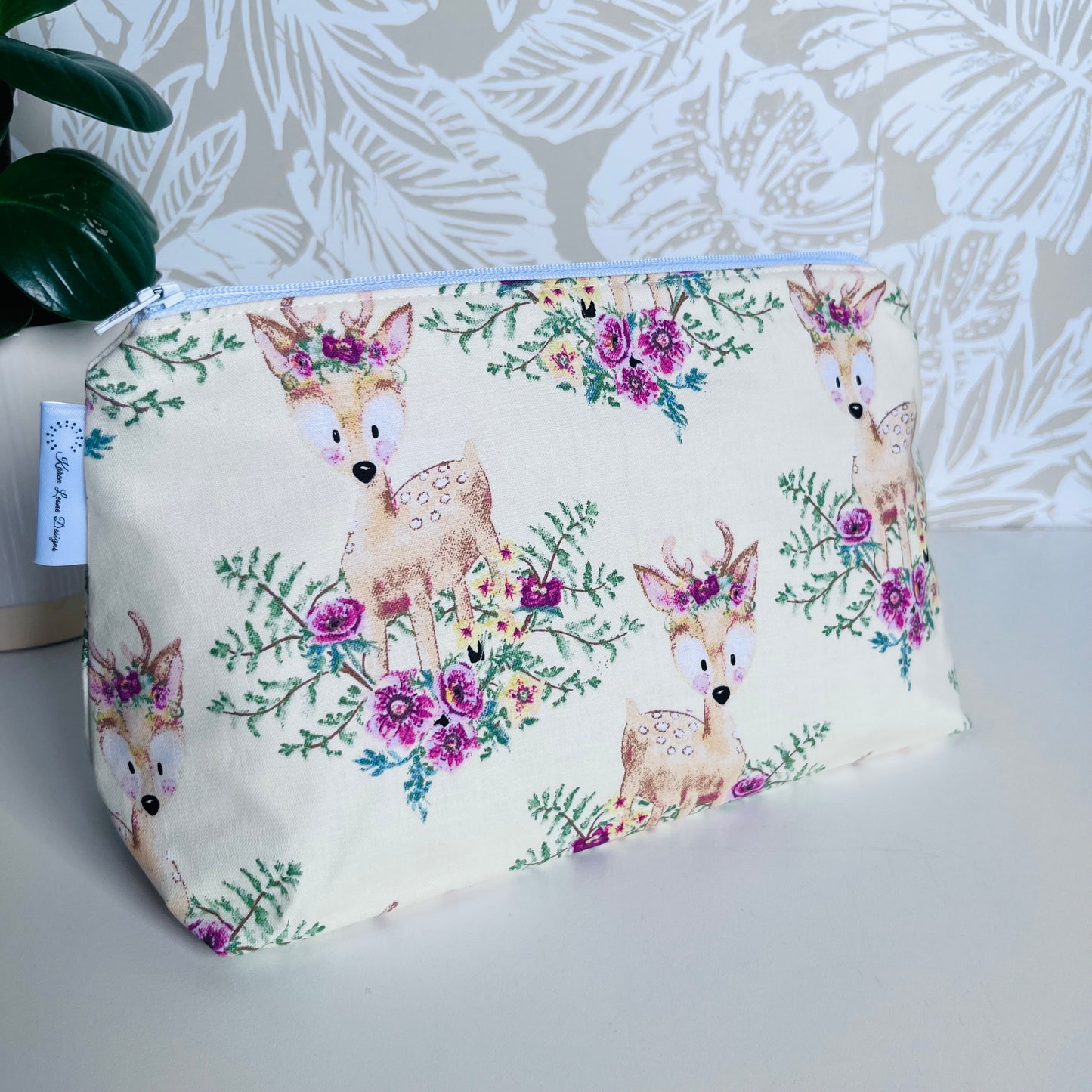 Floral Deer Travel/Cosmetic Bag