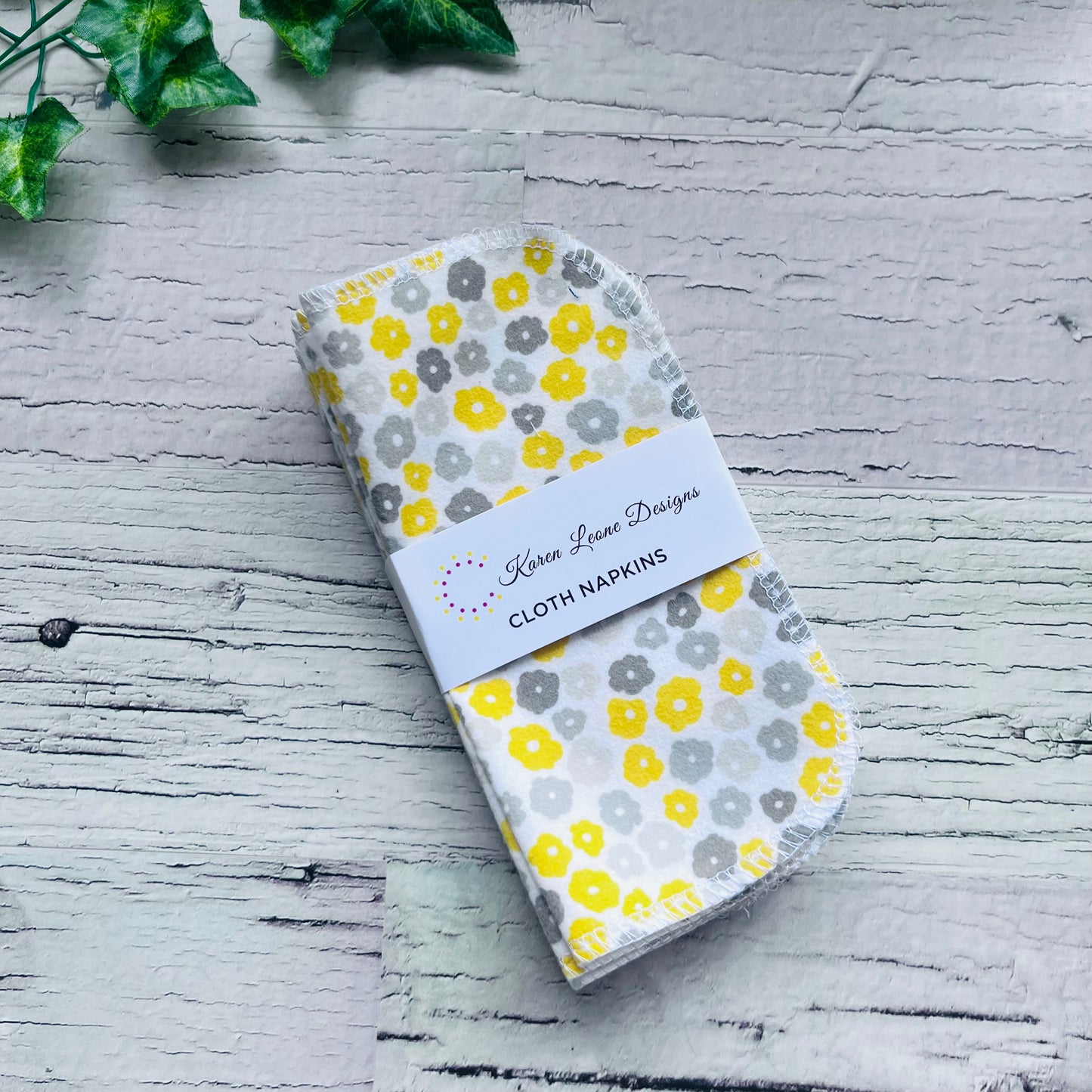 Yellow & Grey Daisy Cloth Napkin