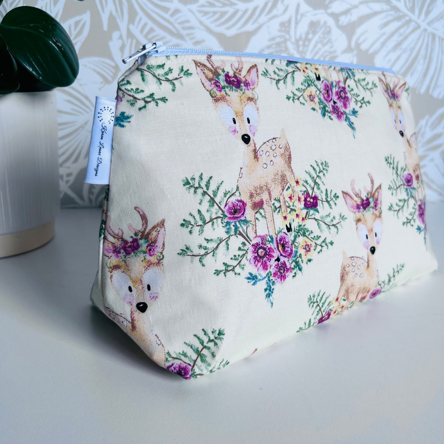 Floral Deer Travel/Cosmetic Bag
