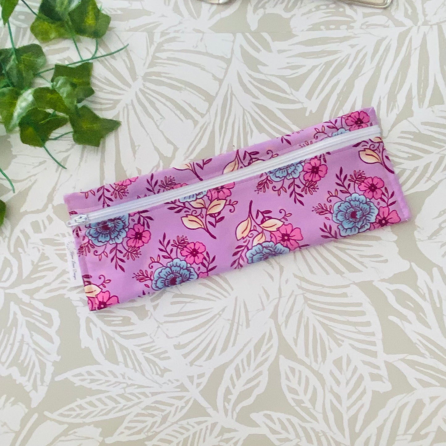 Purple Floral Cutlery/Travel Bag