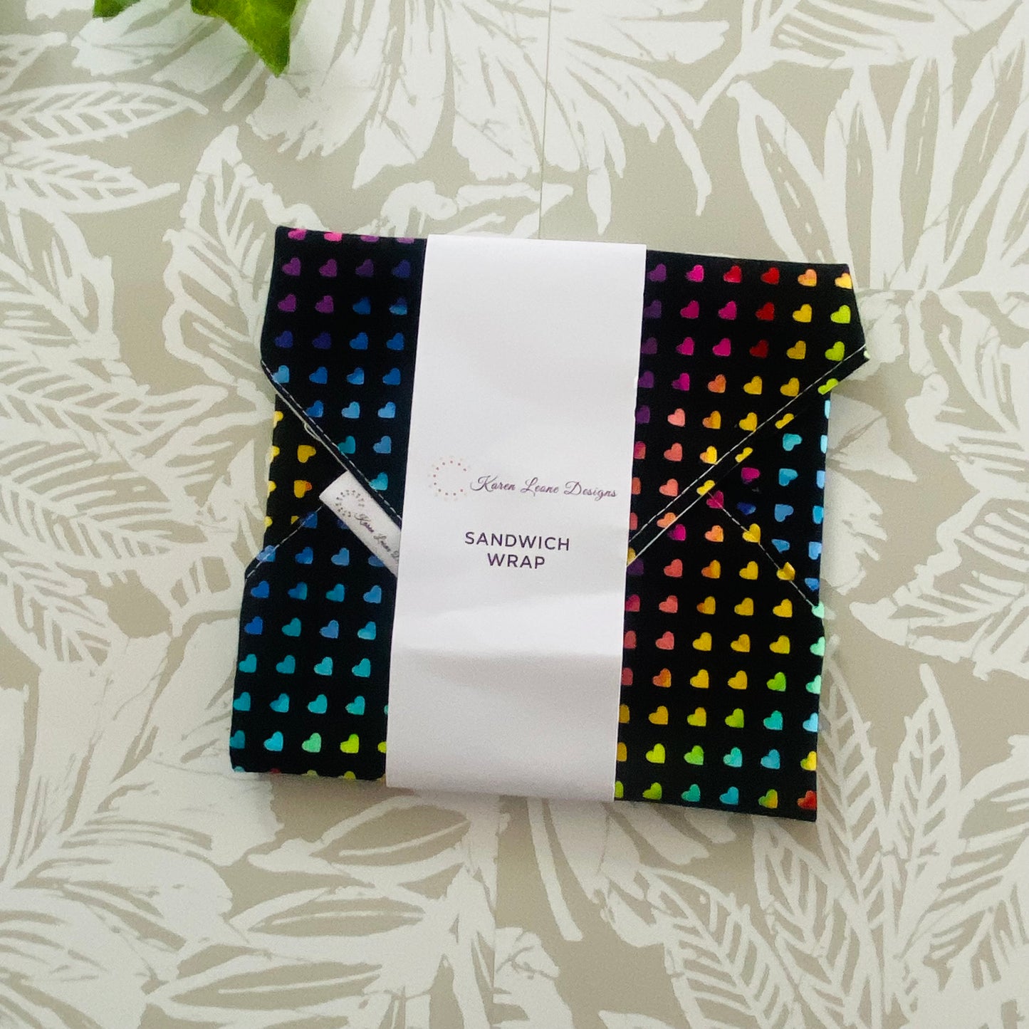 Black Rainbow Hearts Sandwich Wrap