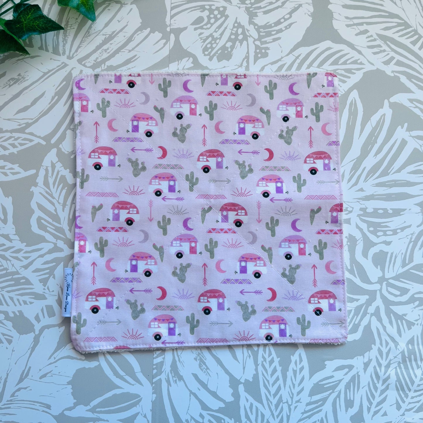 Pink Camping Desert Wash Cloth