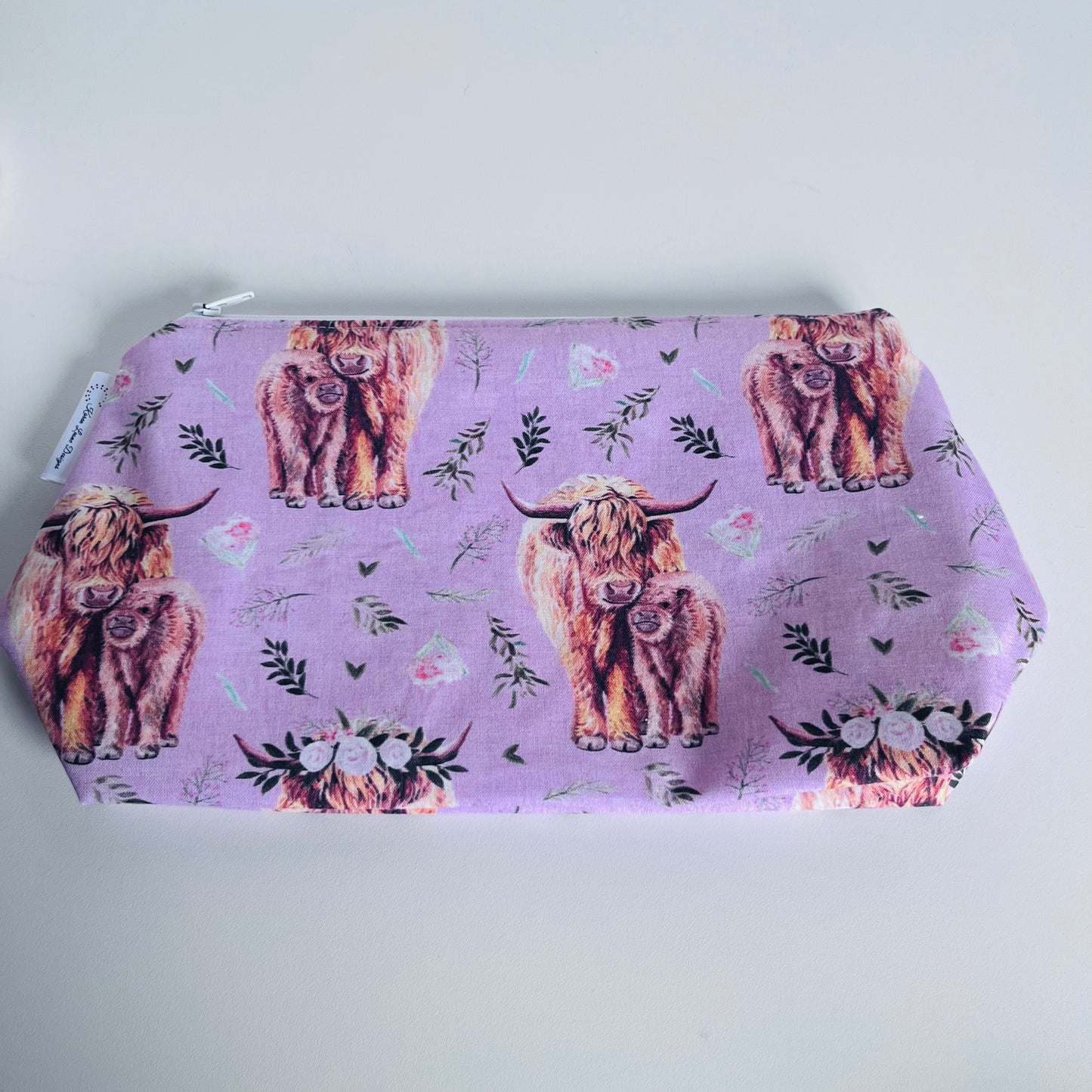 Pink Highland Cow Travel/Cosmetic Bag