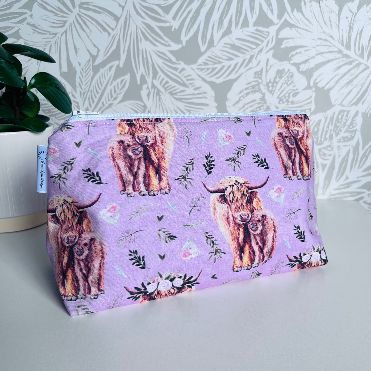 Pink Highland Cow Travel/Cosmetic Bag