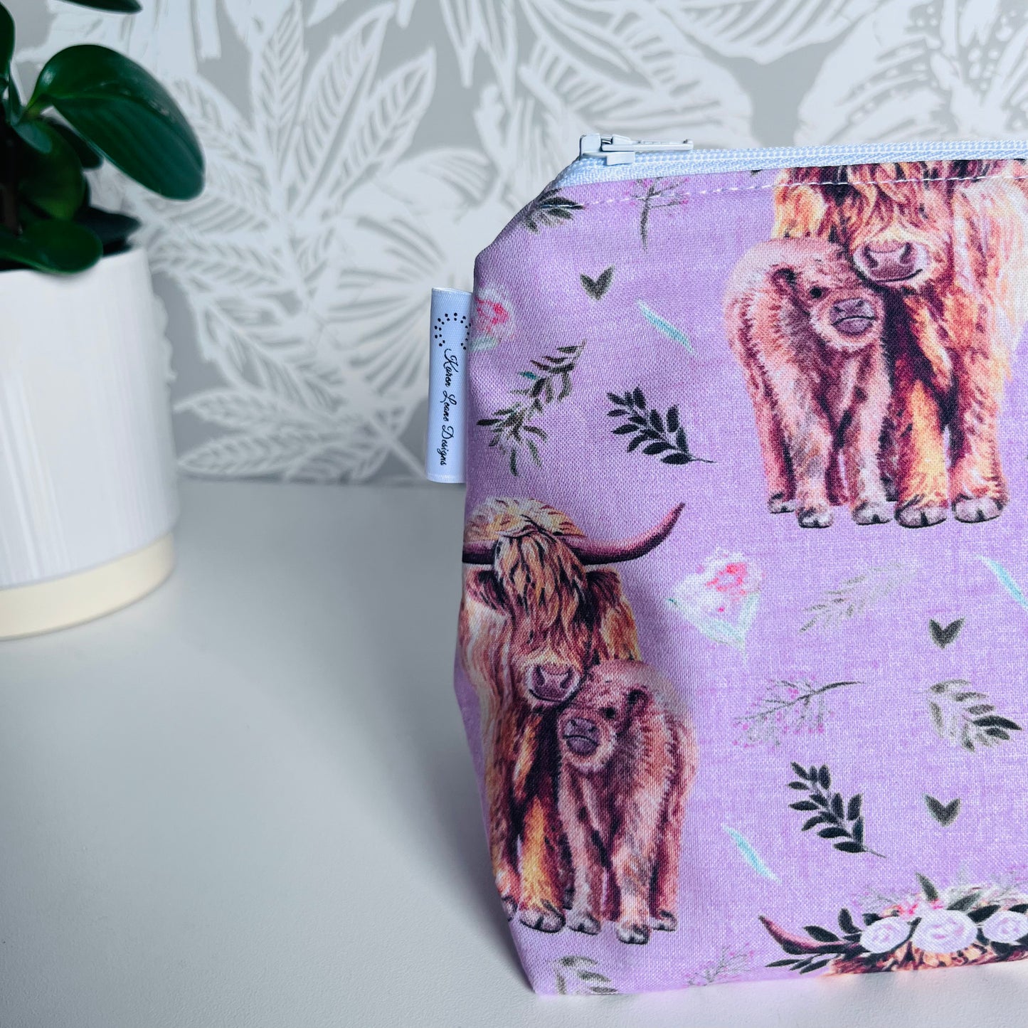 Pink Highland Cow Travel/Cosmetic Bag