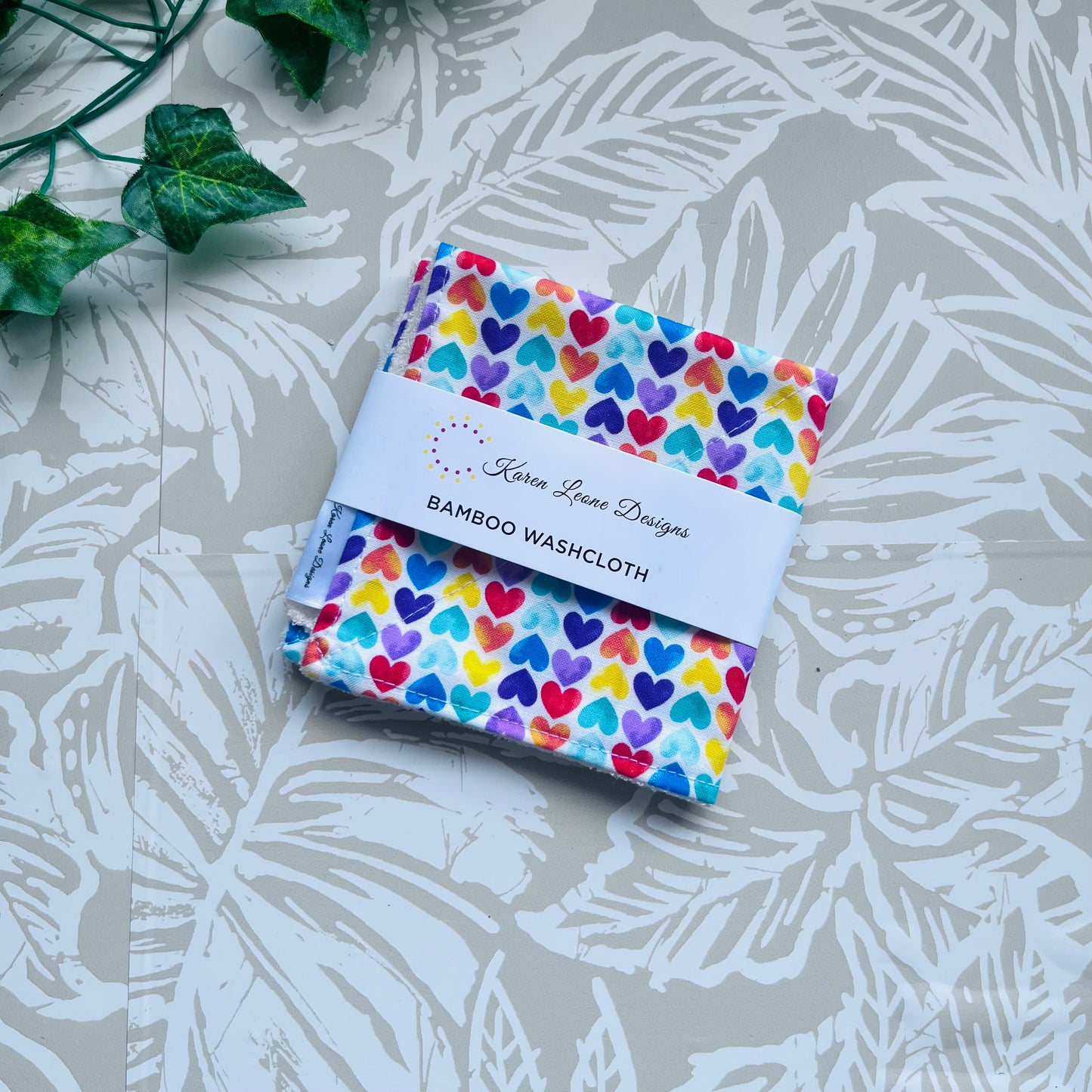 Rainbow Hearts Wash Cloth