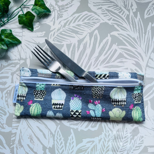 Grey Cactus Cutlery/Travel Bag