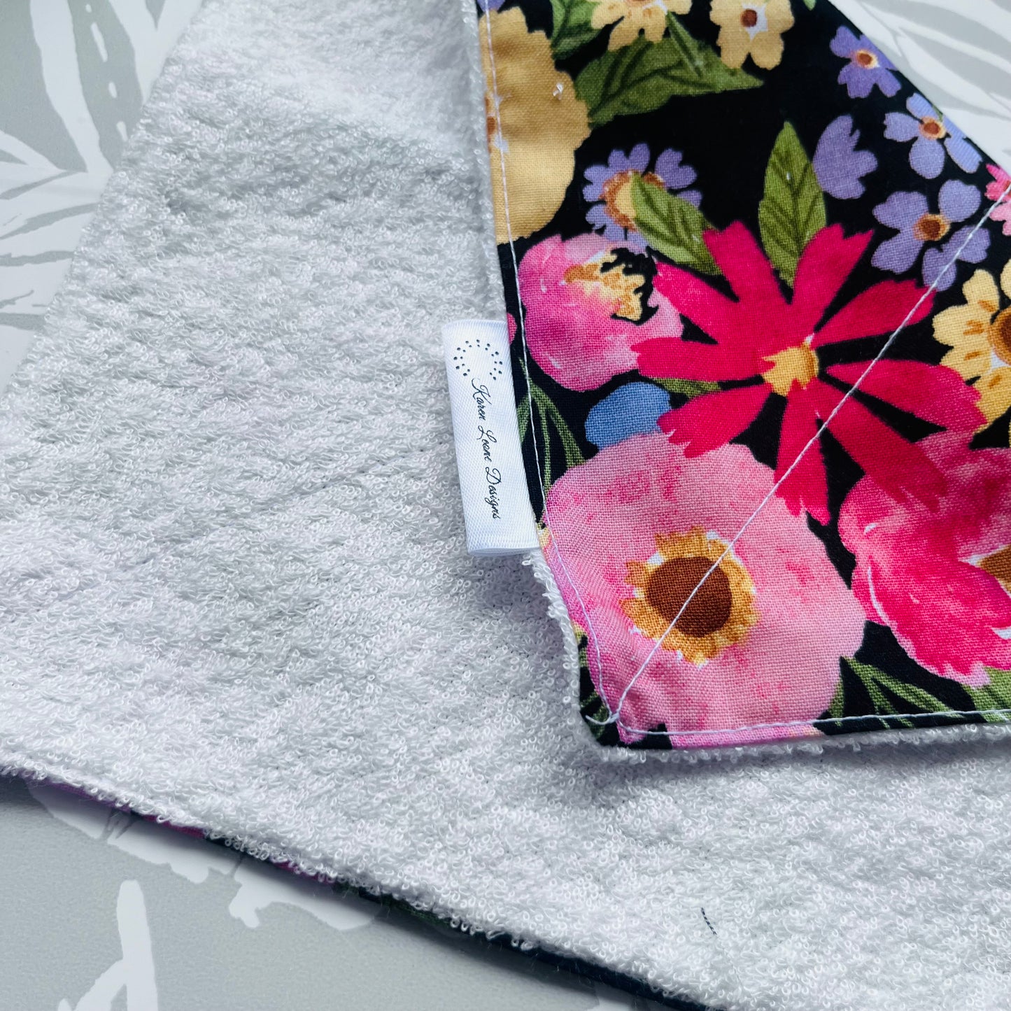 Black Floral Wash Cloth