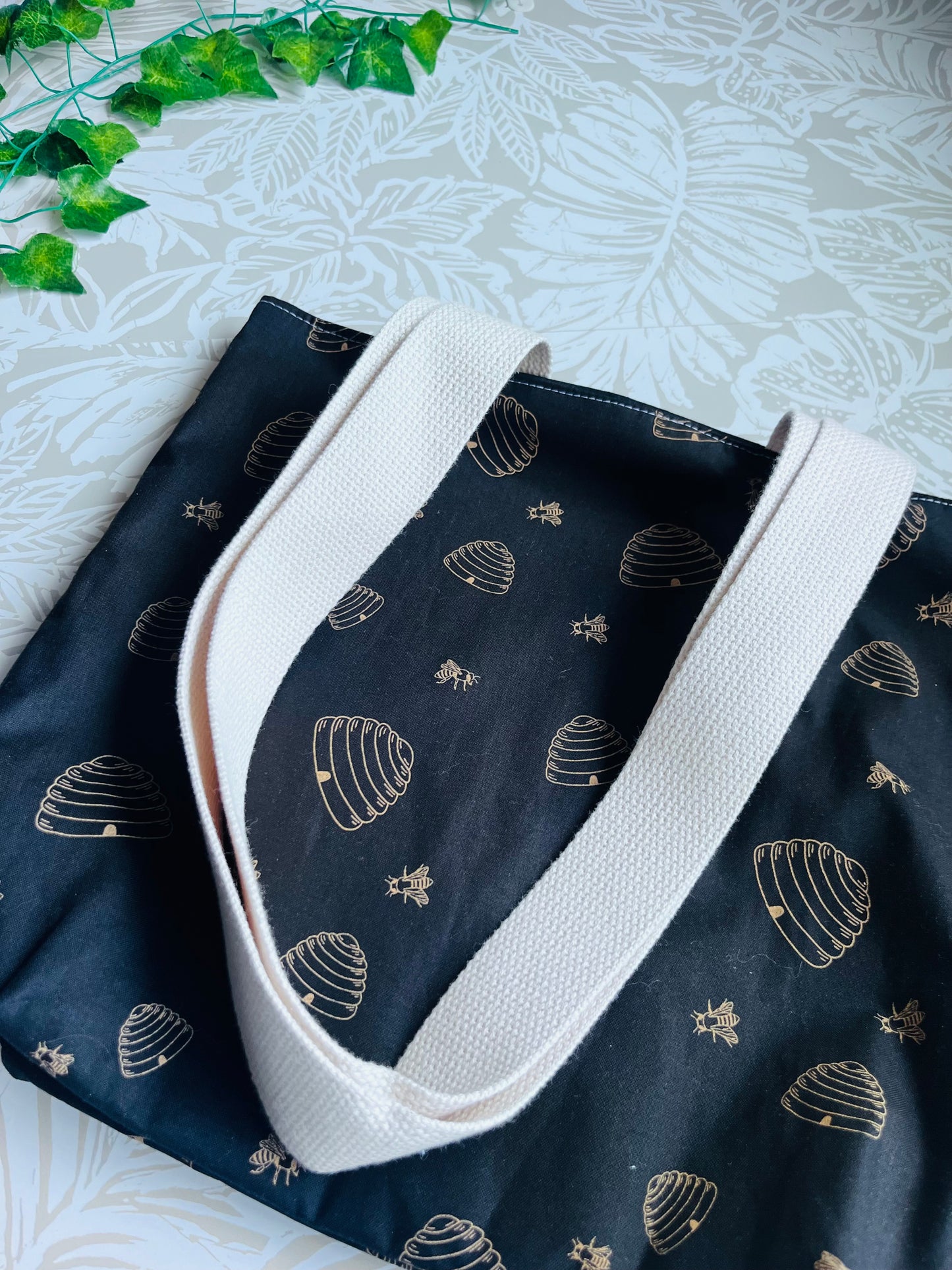 Black Bee Hive Market Tote