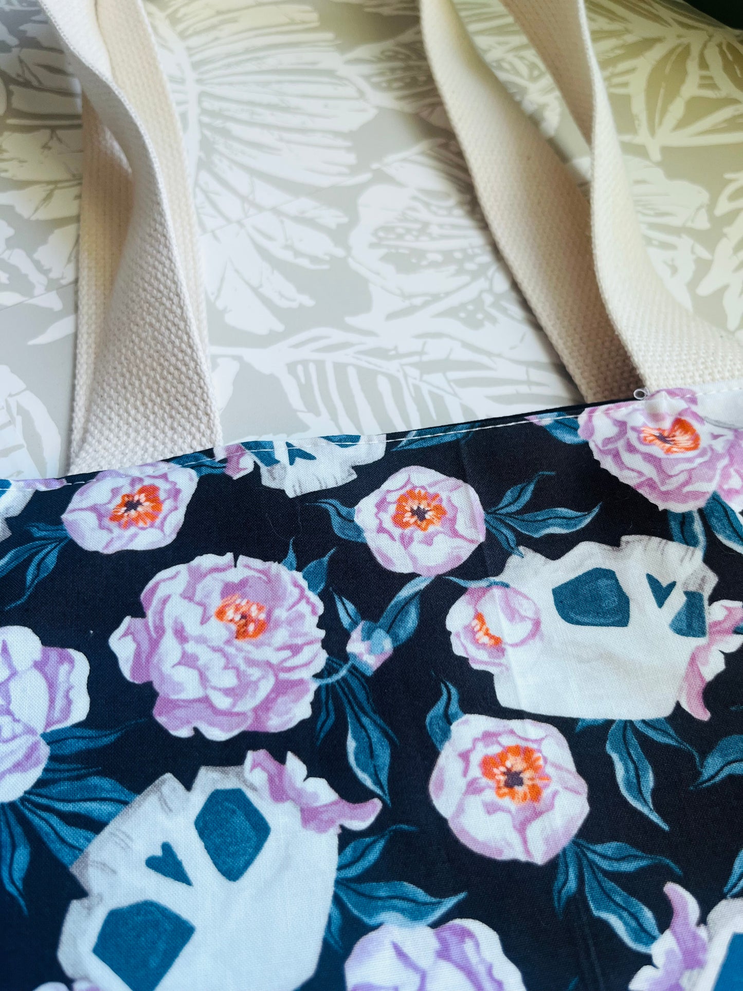 Floral Skull Market Tote