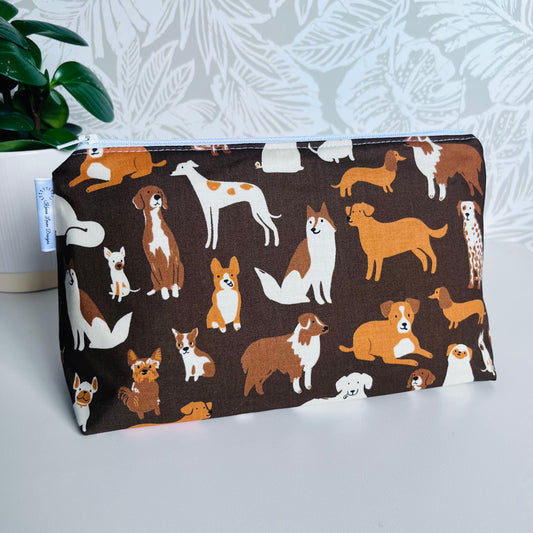 Dogs on Brown Travel/Cosmetic Bag