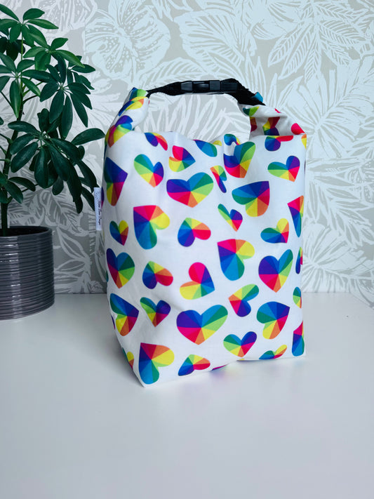 Geo Rainbow Hearts Lunch Bag