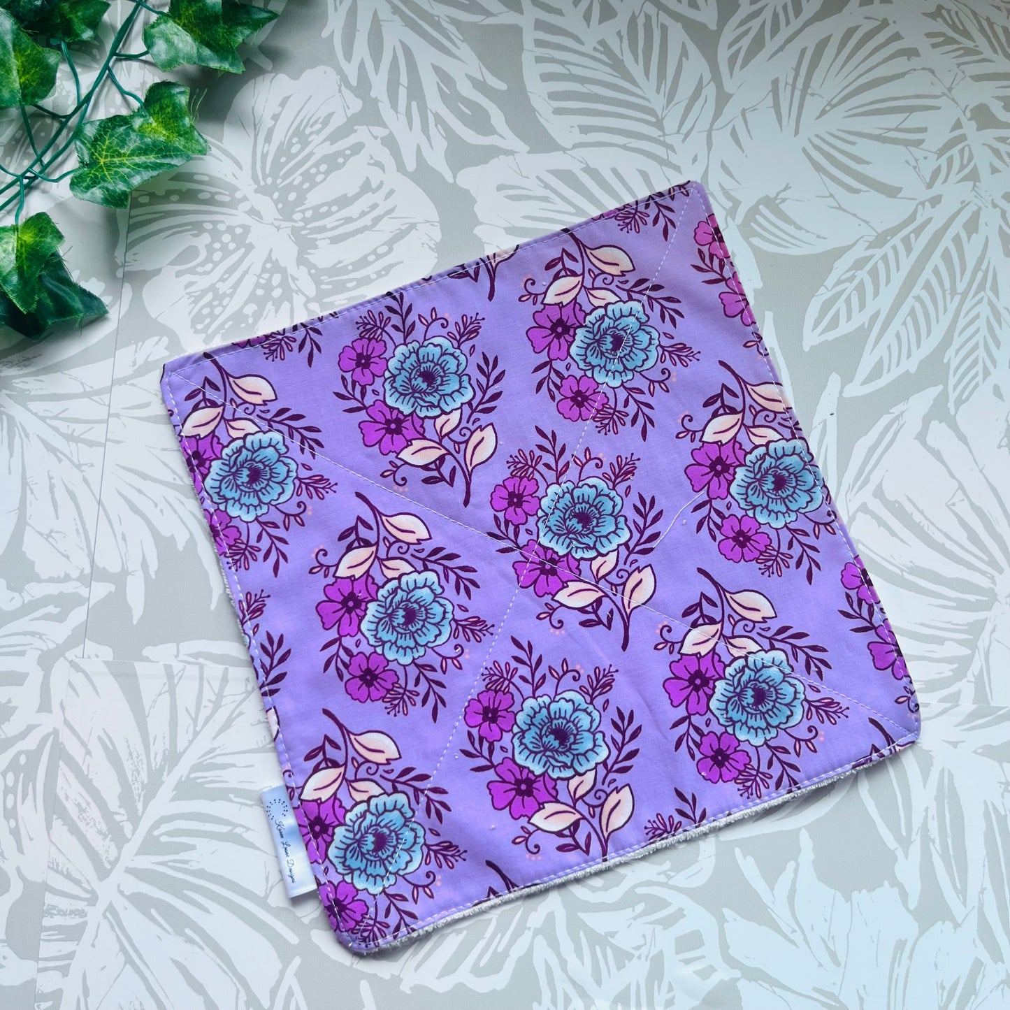 Purple Floral Wash Cloth