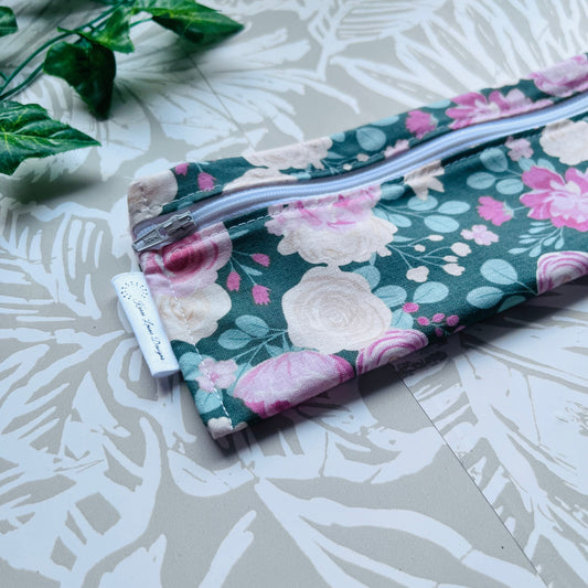 Green Floral Cutlery/Travel Bag