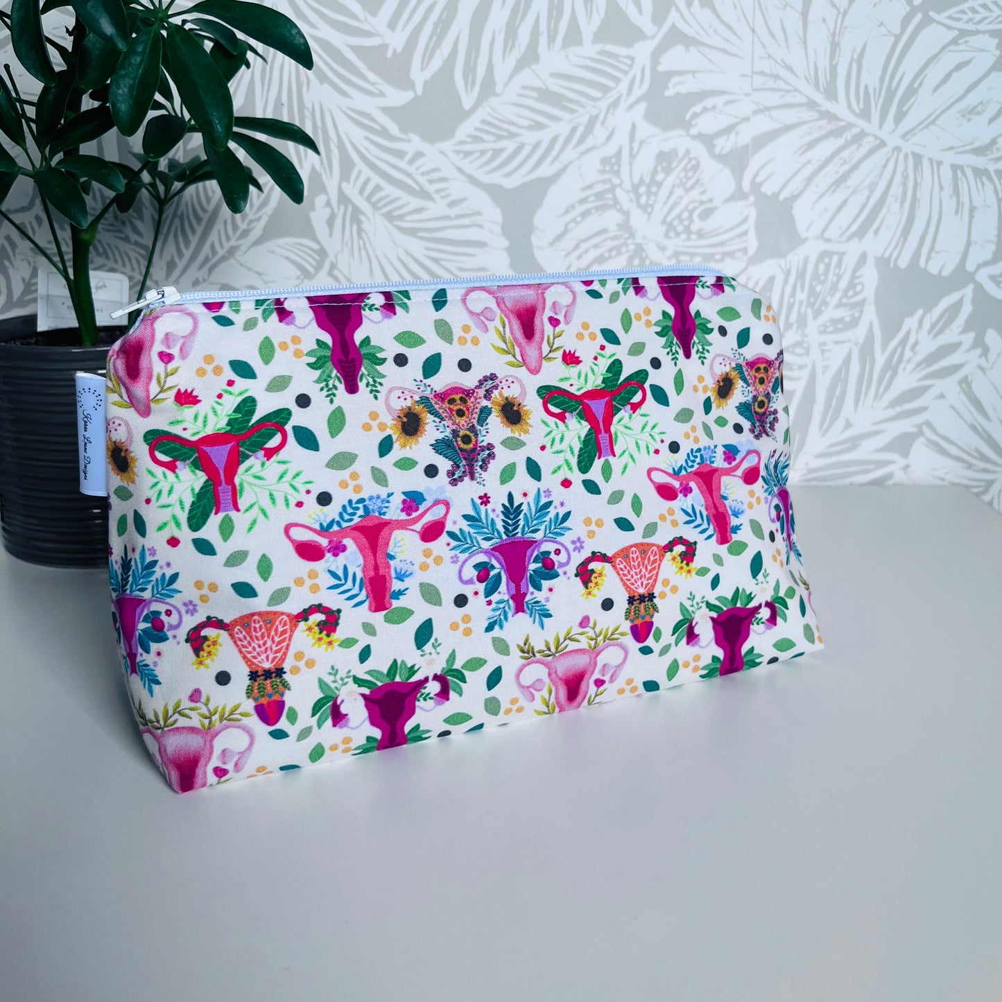 Floral Uterus Travel/Cosmetic Bag