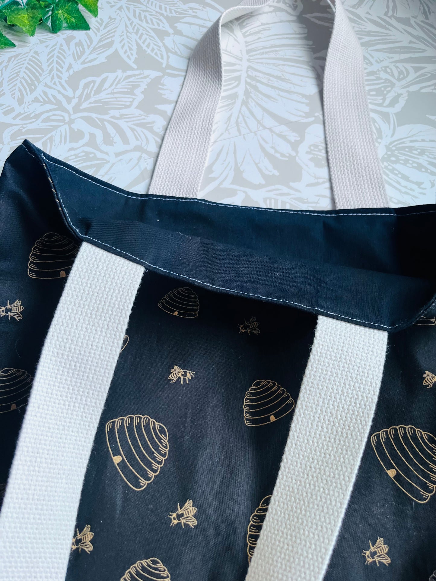 Black Bee Hive Market Tote