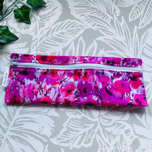 Pink Floral Cutlery/Travel Bag