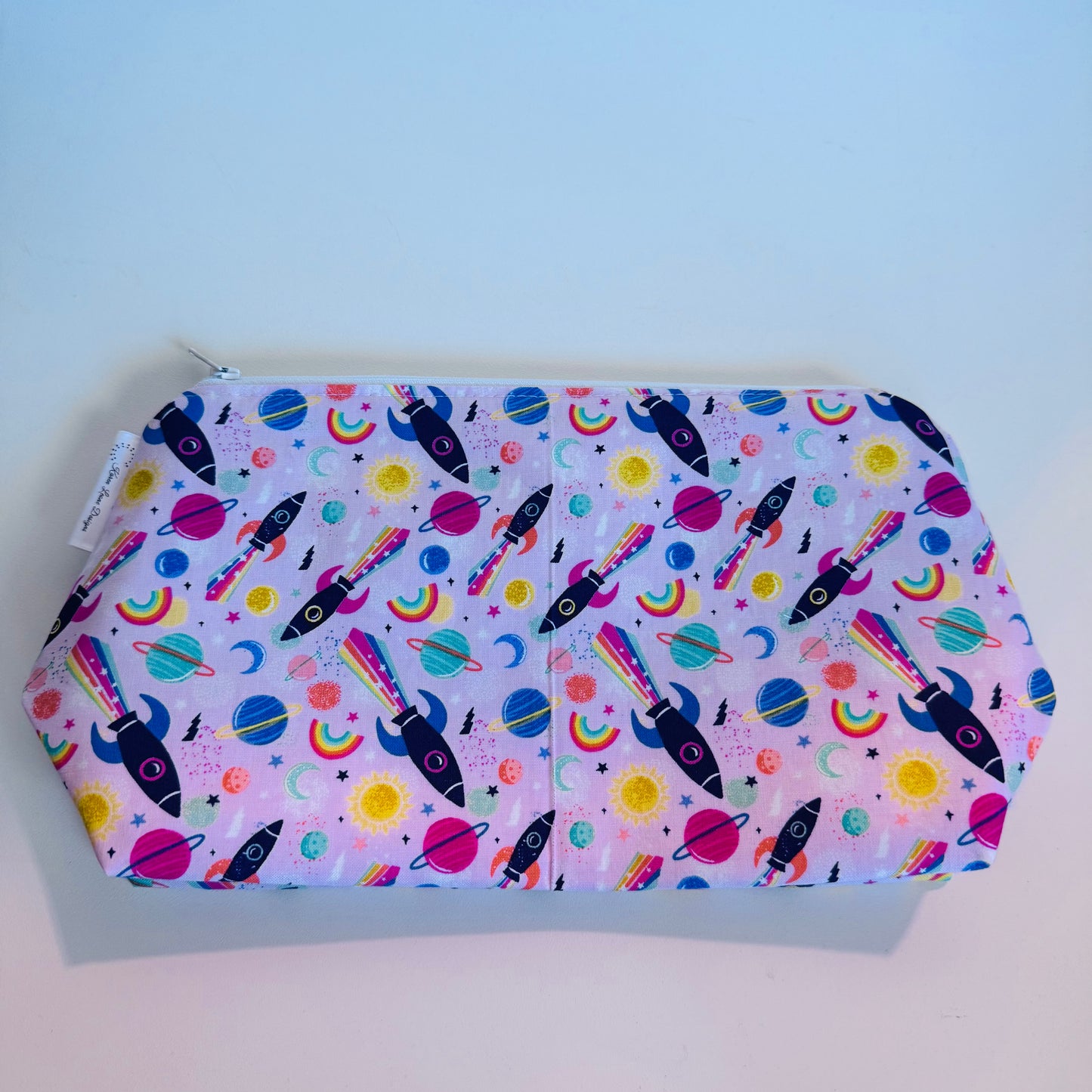 Pink Rocket Ship Travel/Cosmetic Bag