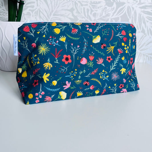 Floral & Lady Bug Travel/Cosmetic Bag