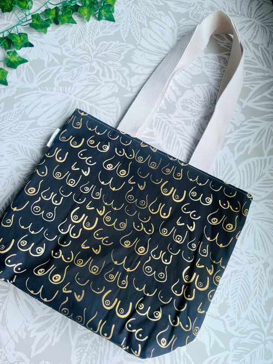 Black & Gold Boob Market Tote