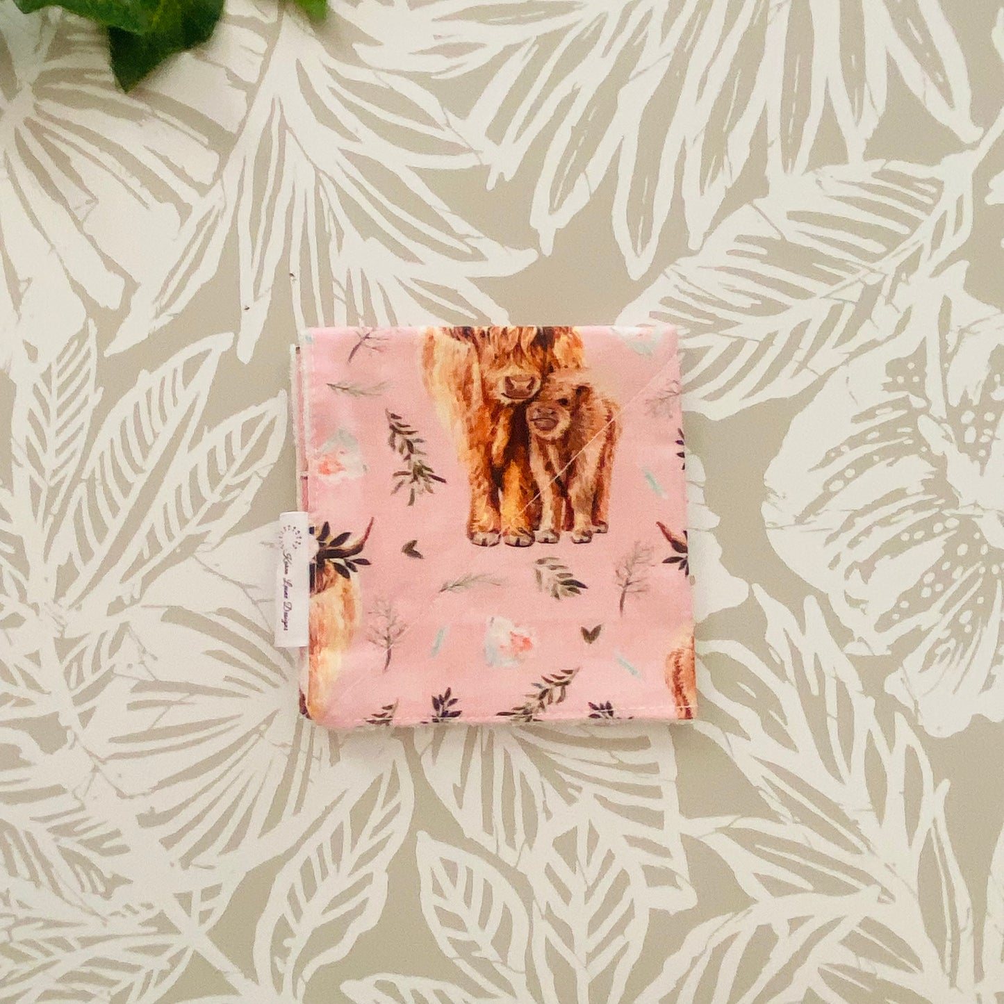 Pink Highland Cow Wash Cloth