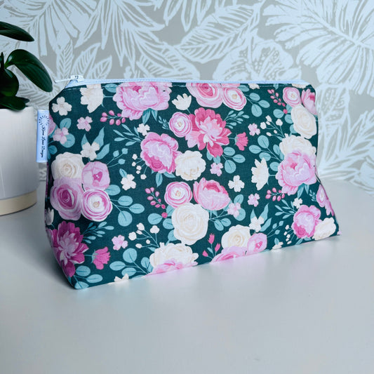 Green Floral Travel/Cosmetic Bag